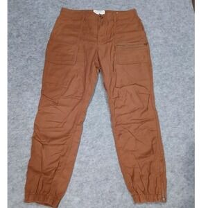 REI Cooperative Women Cargo Jogger Pants Brown Size 12 Elastic Waist Zip Ankle